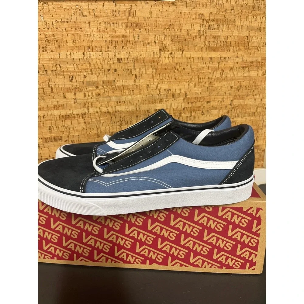 New Vans Old Skool Navy Black White Suede Canvas Skate Shoes Mens 13 VN000D3HNVY
